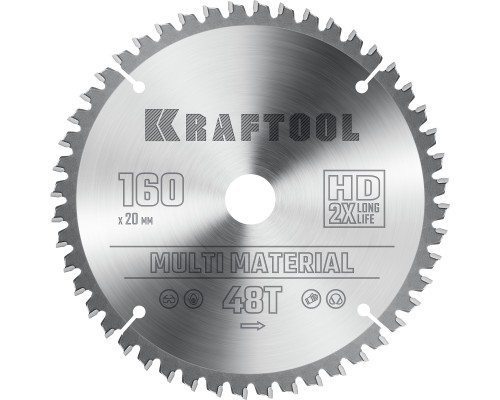 KRAFTOOL Multi Material, 160 х 20 мм, 48Т, пильный диск по алюминию (36953-160-20)