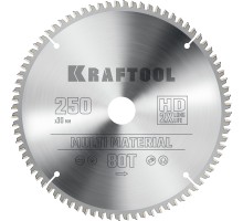 KRAFTOOL Multi Material, 250 х 30 мм, 80Т, пильный диск по алюминию (36953-250-30)