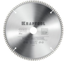 KRAFTOOL Multi Material, 260 х 30 мм, 100Т, пильный диск по алюминию (36953-260-30)