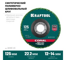 KRAFTOOL 125 х 22.2 мм, круг полимерно-шлифовальный синтетический абразивный (36599-125)