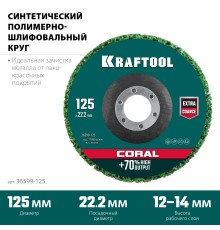 KRAFTOOL 125 х 22.2 мм, круг полимерно-шлифовальный синтетический абразивный (36599-125)