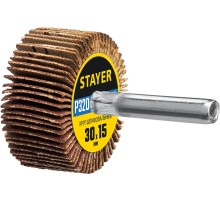 STAYER d 30 x 15 мм, P320, на шпильке d 6 мм, круг шлифовальный лепестковый (36606-320)