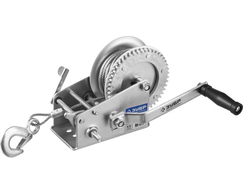 ЗУБР 1.1 т, 8 м, ручная барабанная тяговая тросовая лебедка, Профессионал (43113-1.1)