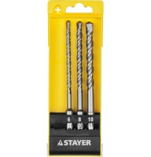 STAYER 3 шт: 6 x 160, 8 x 160, 10 x 160 мм, набор SDS-plus буров (29250-H3)
