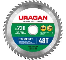 URAGAN Expert, 230 х 32/30 мм, 48Т, пильный диск по дереву (36802-230-32-48)