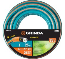 GRINDA EXPERT 5, 1″ 25 м, 25 атм, пятислойный, текстильное армирование, поливочный шланг, PROLine (429007-1-25)