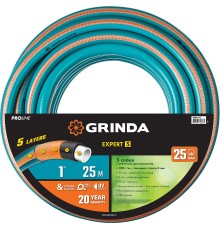 GRINDA EXPERT 5, 1″ 25 м, 25 атм, пятислойный, текстильное армирование, поливочный шланг, PROLine (429007-1-25)