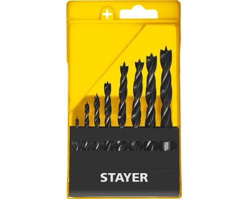 STAYER M-type, 8 шт: 3-4-5-6-7-8-9-10 мм, набор спиральных сверл по дереву (2942-H8) STAYER M-type, 8 шт: 3-4-5-6-7-8-9-10 мм, набор спиральных сверл по дереву (2942-H8)