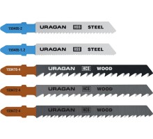 URAGAN T-хвост., по металлу/дереву, 5 шт, набор полотна для лобзика (159489-H5)