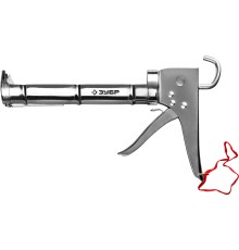 ЗУБР 310 мл, хромированный, полукорпусной пистолет для герметика, Профессионал (06625)