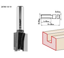 ЗУБР 18 x 19 мм, хвостовик 8 мм, фреза пазовая прямая, Профессионал (28780-18-19)