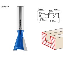 ЗУБР 19 x 20 мм, угол 7°, фреза пазовая фасонная ″Ласточкин Хвост″, Профессионал (28748-19)