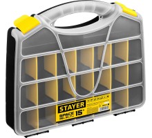 STAYER SPACE-15, 380 х 310 х 70 мм, (15″), пластиковый органайзер с 21 ячейкой (38038-15)