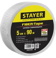 STAYER FIBER-Tape, 5 см х 90 м, 3 х 3 мм, самоклеящаяся серпянка, Professional (1246-05-90)