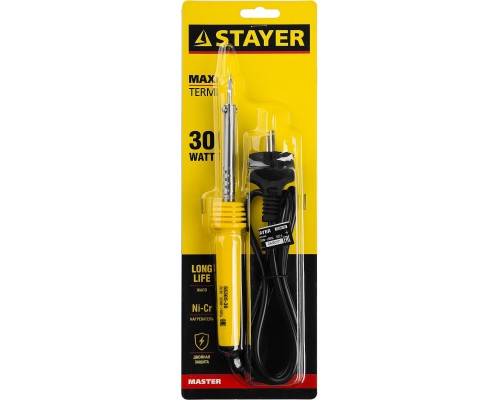 STAYER MAXTerm, 30 Вт, конус, электропаяльник с пластиковой рукояткой (55305-30)