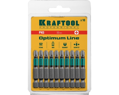 KRAFTOOL Optimum, PH3, 50 мм, 10 шт, биты (26122-3-50-10)