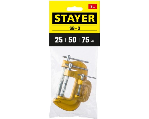 STAYER SG-3, 25-50-75 мм, 3 шт, набор чугунных струбцин G (3212-H3)