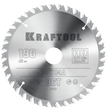 KRAFTOOL Optima, 190 х 30 мм, 36Т, пильный диск по дереву (36951-190-30)