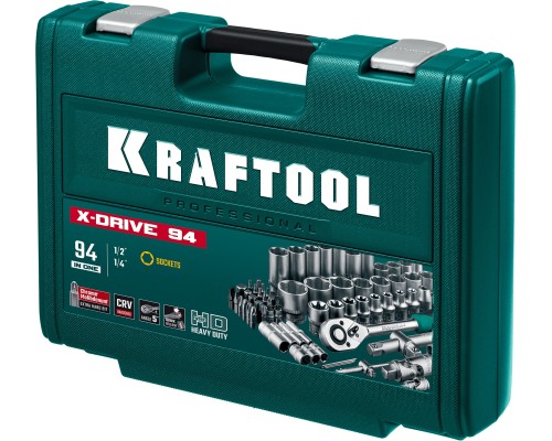 KRAFTOOL X-Drive 94, 94 предм., (1/2″+1/4″), универсальный набор инструмента (27883-H95)