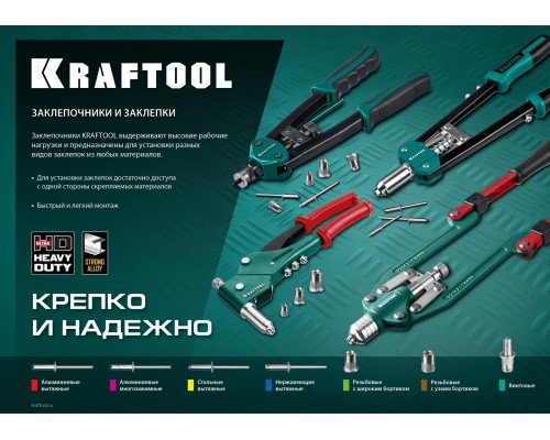 KRAFTOOL NUT-12, М3 - М12, резьбовой двуручный заклепочник в кейсе (31183)