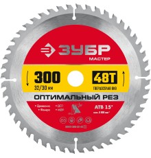 ЗУБР Оптимальный рез, 300 x 32/30 мм, 48Т, пильный диск по дереву (36912-300-32-48)