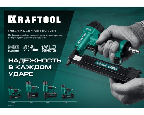 KRAFTOOL F18/50C, пневматический нейлер-степлер 18Ga 2-в-1 для скоб тип 55 и гвоздей тип 300, (31962)