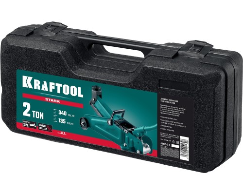 KRAFTOOL STARK, в кейсе 2 т, 135 - 340 мм, для легковых а/м, подкатной домкрат (43453-2-K)