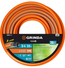 GRINDA FLEX 3, 3/4″, 50 м, 20 атм, из термоэластопласта, трёхслойный, армированный, гибкий, поливочный шланг, PROLine (429008-3/4-50)