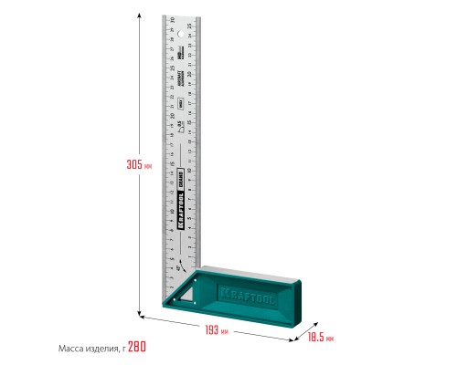 KRAFTOOL Grand, 300 мм, высокоточный столярный угольник (3439-30)