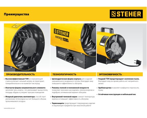 STEHER 3 кВт, электрическая тепловая пушка (SE-5)