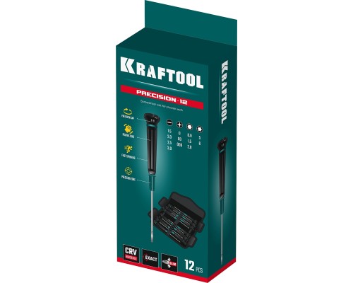 KRAFTOOL Precision-12, 12 предм., для точных работ, набор отверток (25689)