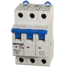 СВЕТОЗАР 3-полюсный, 10 A ″C″ откл. сп., 6 кА, 400 В, автоматический выключатель (SV-49063-10-C)