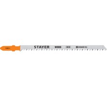 STAYER T301CD, T-хвост., HCS сталь, по дереву, шаг зуба 3 мм (6TPI), раб. длина 90 мм, 2 шт, полотна для лобзика, Professional (15982-4)