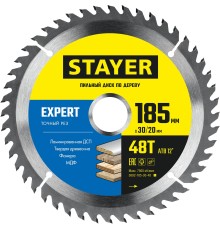 STAYER Expert, 185 x 30/20 мм, 48Т, точный рез, пильный диск по дереву (3682-185-30-48)