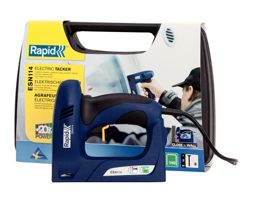 RAPID R:El.Staple Gun ESN114, тип 140 и гвоздей 300, 2-в-1, нейлер-степлер (гвозде/скобозабиватель) электрический для скоб (5000131)