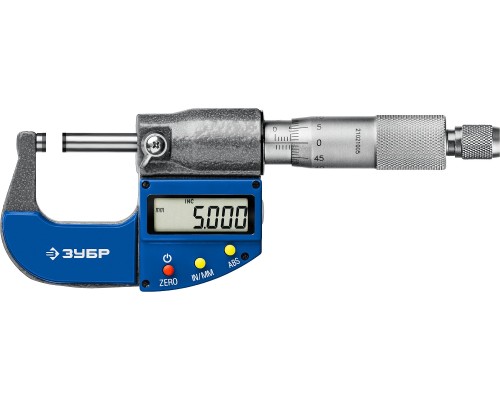 ЗУБР МКЦ 25, 0 - 25 мм, гладкий цифровой микрометр, Профессионал (34482-25)