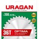 URAGAN Optima, 200 х 32/30 мм, 36Т, пильный диск по дереву (36801-200-32-36)