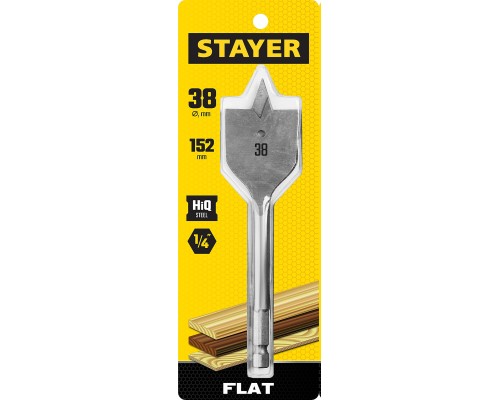 STAYER Flat, 38 x 152 мм, перовое, cверло по дереву (2950-38)