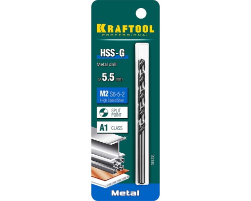 KRAFTOOL HSS-G, 5.5 х 93 мм, сталь P6M5, сверло по металлу (29651-5.5) KRAFTOOL HSS-G, 5.5 х 93 мм, сталь P6M5, сверло по металлу (29651-5.5)