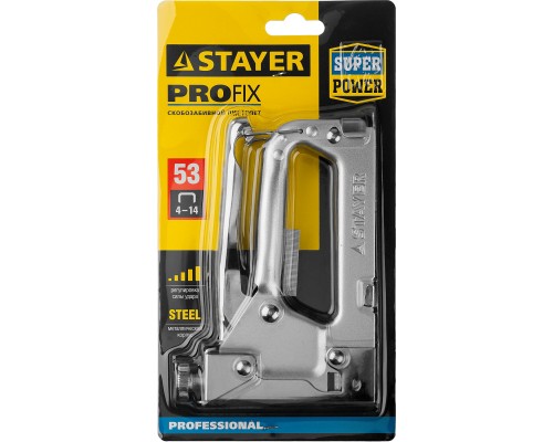 STAYER Pro-53, тип 53 (A/10/JT21) 23GA (4 - 14 мм), усиленный степлер для скоб, Professional (3150)