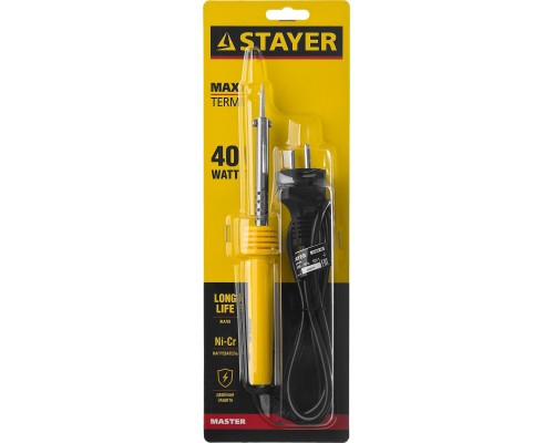 STAYER MAXTerm, 40 Вт, конус, электропаяльник с пластиковой рукояткой (55305-40)