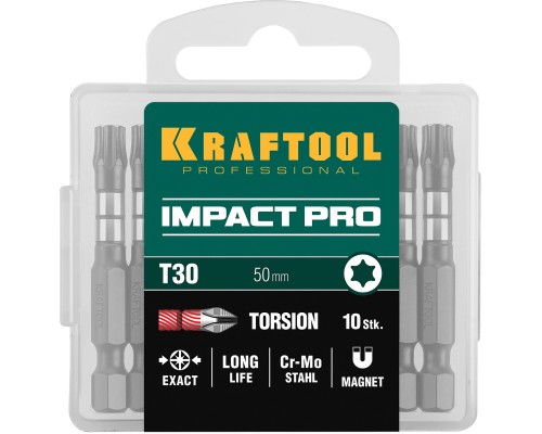 KRAFTOOL Impact Pro TX30, 50 мм, 10 шт, ударные биты (26195-30-50-S10)