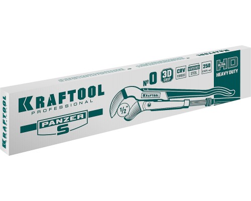 KRAFTOOL PANZER-S, №0, 1/2″, 240 мм, трубный ключ с изогнутыми губками (2733-05)