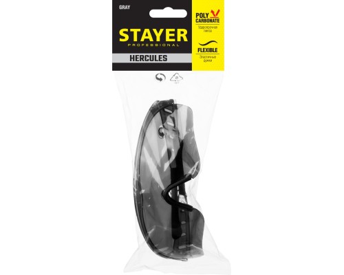 STAYER PRO-X, открытого типа, серые, широкая монолинза, защитные очки, Professional (2-110432)