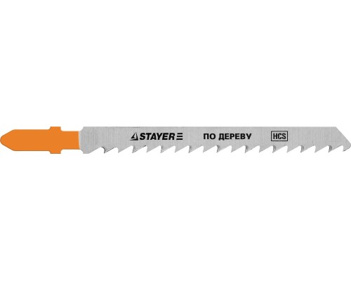 STAYER T101D, T-хвост., HCS сталь, по дереву/ДСП/ДВП, шаг зуба 4 мм (6TPI), раб. длина 75 мм, 2 шт, полотна для лобзика, Professional (15990-4)