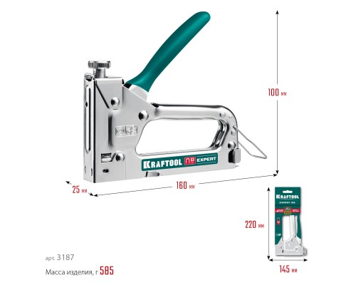 KRAFTOOL Expert-53, тип 53 (A/10/JT21) 23GA (4 - 14 мм), стальной компактный степлер (3187)