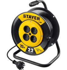 STAYER S-207, ПВС, 2 х 0.75 мм2, 20 м, 2200 Вт, удлинитель на катушке (55073-20)