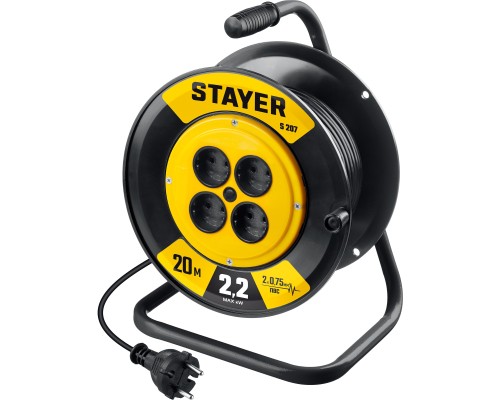 STAYER S-207, ПВС, 2 х 0.75 мм2, 20 м, 2200 Вт, удлинитель на катушке (55073-20) STAYER S-207, ПВС, 2 х 0.75 мм2, 20 м, 2200 Вт, удлинитель на катушке (55073-20)