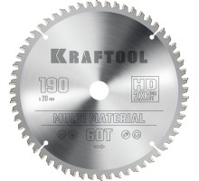 KRAFTOOL Multi Material, 190 х 20 мм, 60Т, пильный диск по алюминию (36953-190-20)