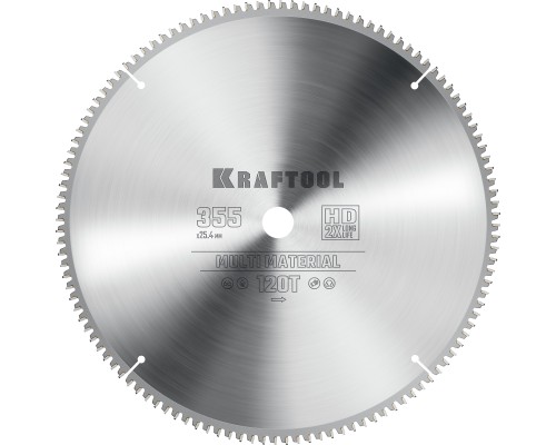 KRAFTOOL Multi Material, 355 х 25.4 мм, 120Т, пильный диск по алюминию (36953-355-25.4)